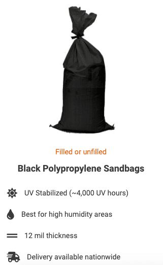 Black Polypropylene Sandbags
