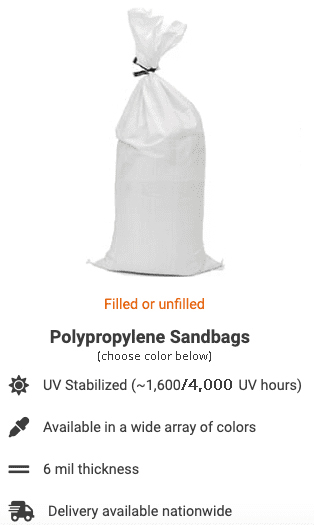 White Polypropylene Sandbags