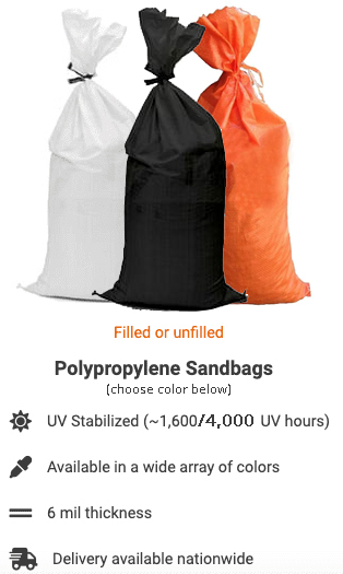 White Polypropylene sandbags